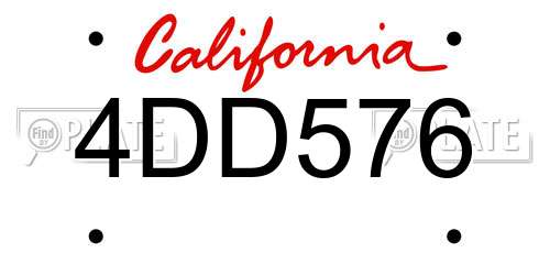 4DD576 California License Plate