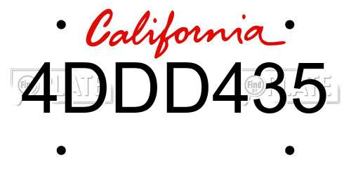 4DDD435 California License Plate