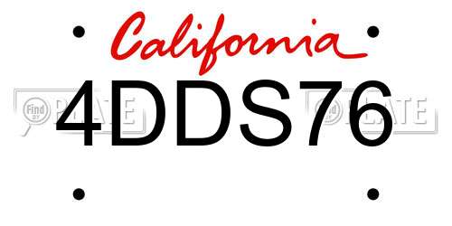 4DDS76 California License Plate