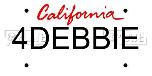 4DEBBIE California License Plate