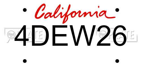 4DEW26 California License Plate