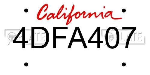 4DFA407 California License Plate