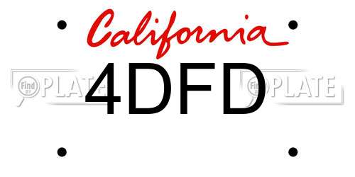 4DFD California License Plate