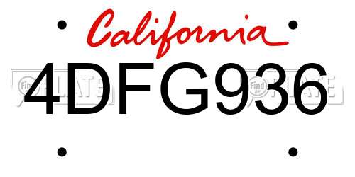 4DFG936 California License Plate