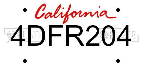 4DFR204 California License Plate