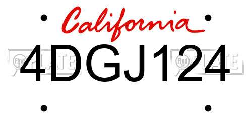 4DGJ124 California License Plate