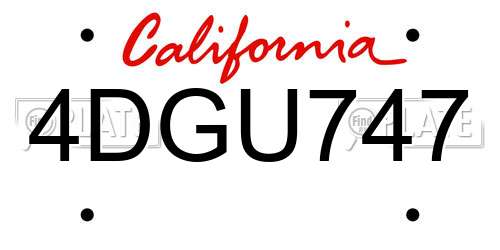 4DGU747 California License Plate