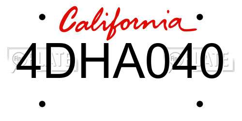4DHA040 California License Plate