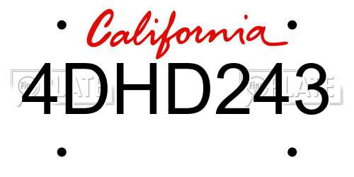4DHD243 California License Plate