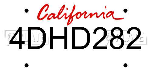 4DHD282 California License Plate
