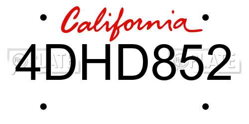 4DHD852 California License Plate
