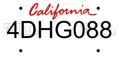 4DHG088 California License Plate