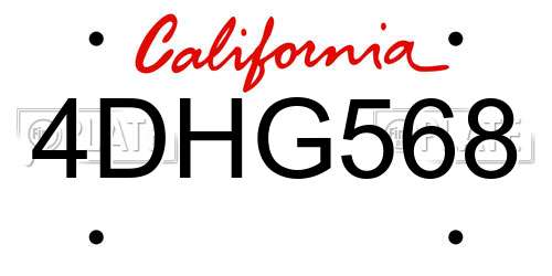 4DHG568 California License Plate