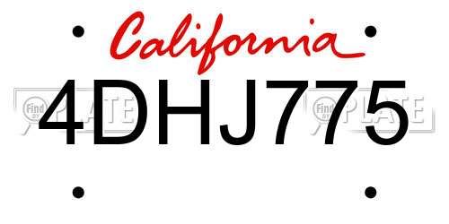 4DHJ775 California License Plate
