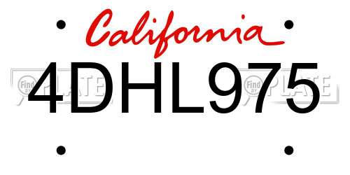 4DHL975 California License Plate