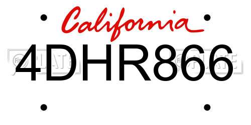 4DHR866 California License Plate