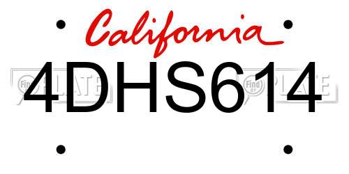 4DHS614 California License Plate