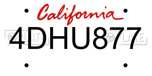 4DHU877 California License Plate