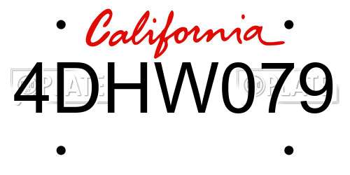 4DHW079 California License Plate