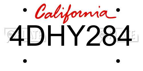 4DHY284 California License Plate