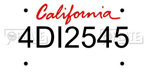 4DI2545 California License Plate