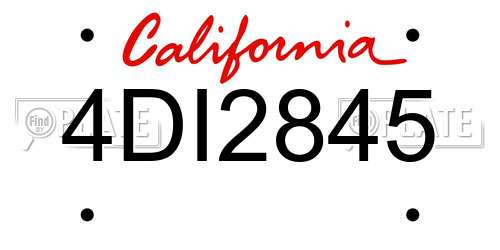 4DI2845 California License Plate