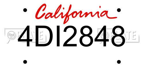 4DI2848 California License Plate