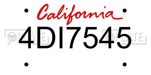 4DI7545 California License Plate