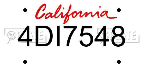 4DI7548 California License Plate