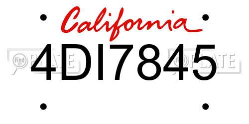 4DI7845 California License Plate
