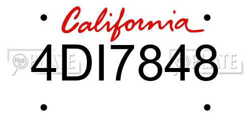 4DI7848 California License Plate