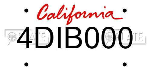 4DIB000 California License Plate