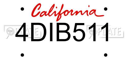 4DIB511 California License Plate