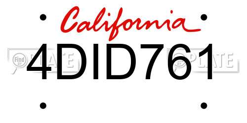 4DID761 California License Plate