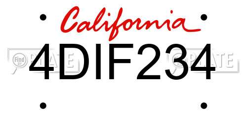 4DIF234 California License Plate