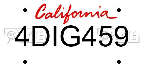 4DIG459 California License Plate