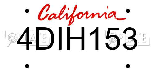 4DIH153 California License Plate