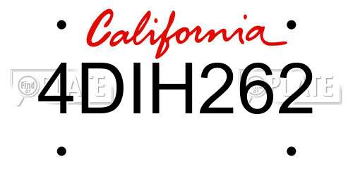 4DIH262 California License Plate