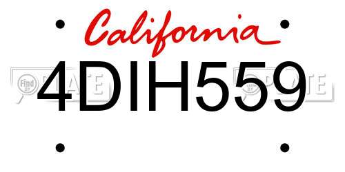 4DIH559 California License Plate