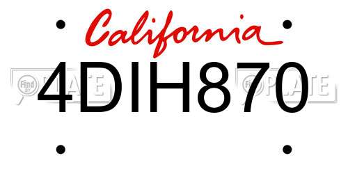 4DIH870 California License Plate