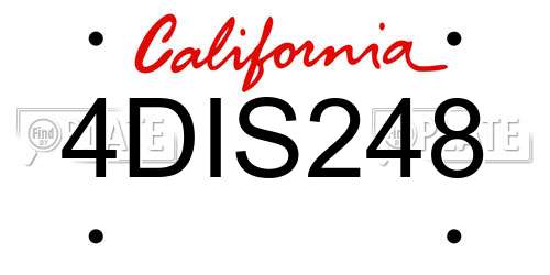 4DIS248 California License Plate