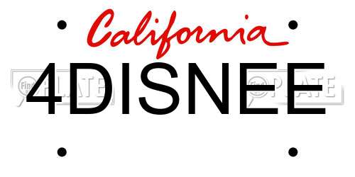 4DISNEE California License Plate