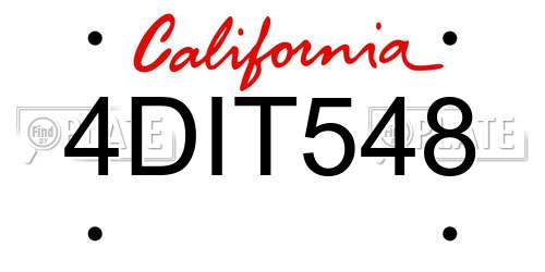4DIT548 California License Plate