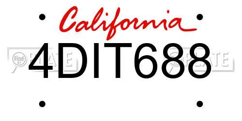 4DIT688 California License Plate