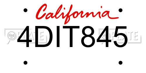 4DIT845 California License Plate
