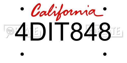 4DIT848 California License Plate