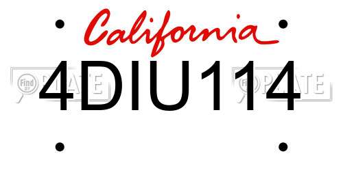 4DIU114 California License Plate