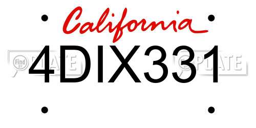 4DIX331 California License Plate