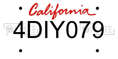 4DIY079 California License Plate