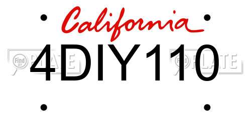 4DIY110 California License Plate
